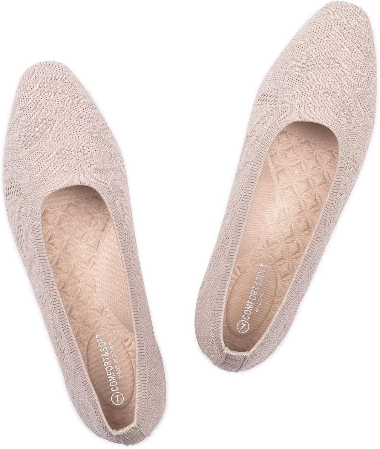 Frank Mully Womens Flat Square Toe Shoes Knitted Work Flat Comfort Dressy Flat Shoes for Daily Lightweight Comfort