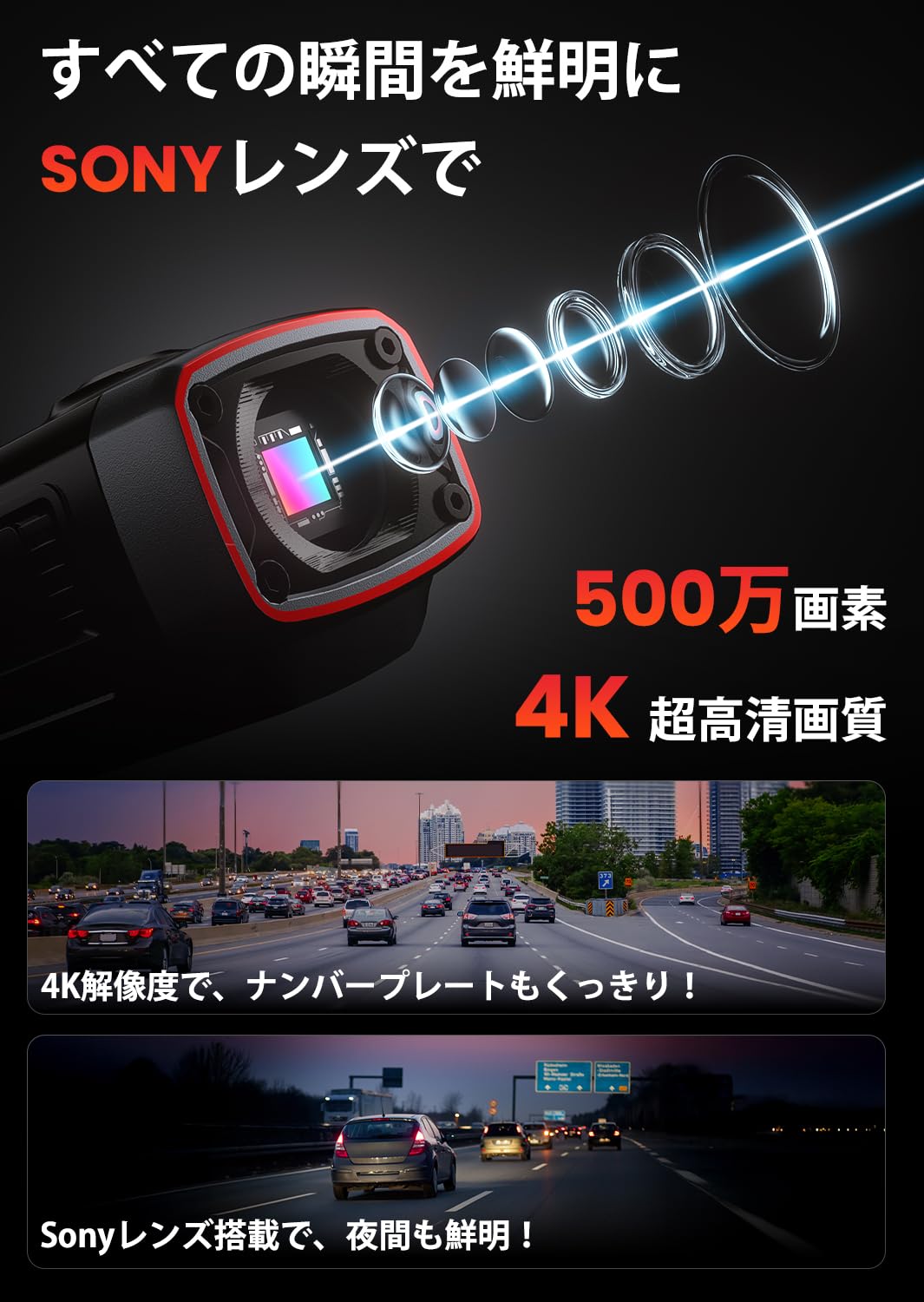 Amazon | AKEEYO AKY-710S-Cドライブレコーダー 4K UHD 28fps/2K 55fps