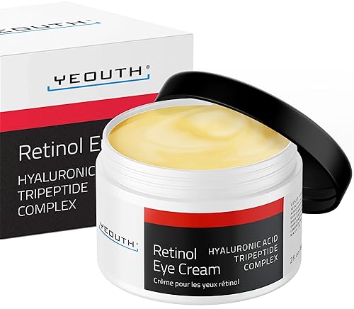 Yeouth Crema de ojos de retinol con ácido hialurónico, crema debajo de los ojos para ojeras e hinchazón, bolsas debajo de los ojos, crema hidratante