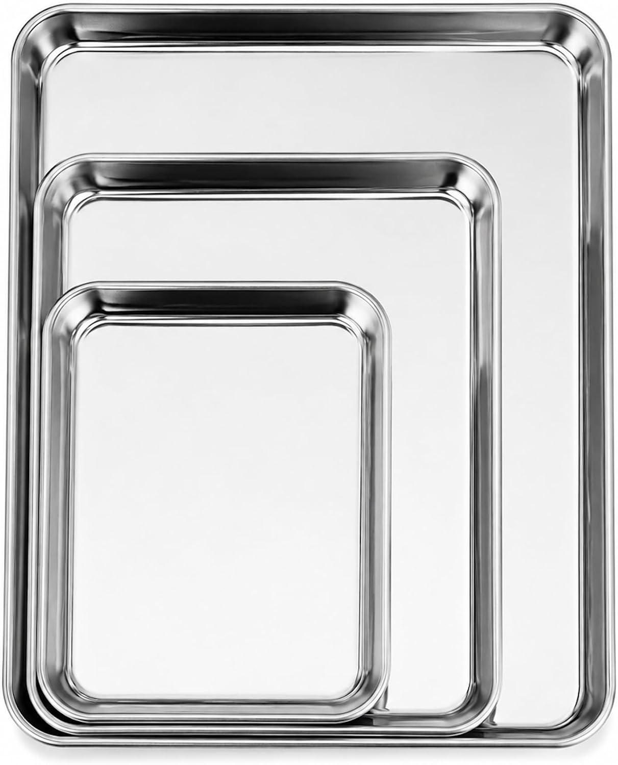 Fox Run Stainless Steel Baking Sheets, Set of 3 Cookie Baking Pans