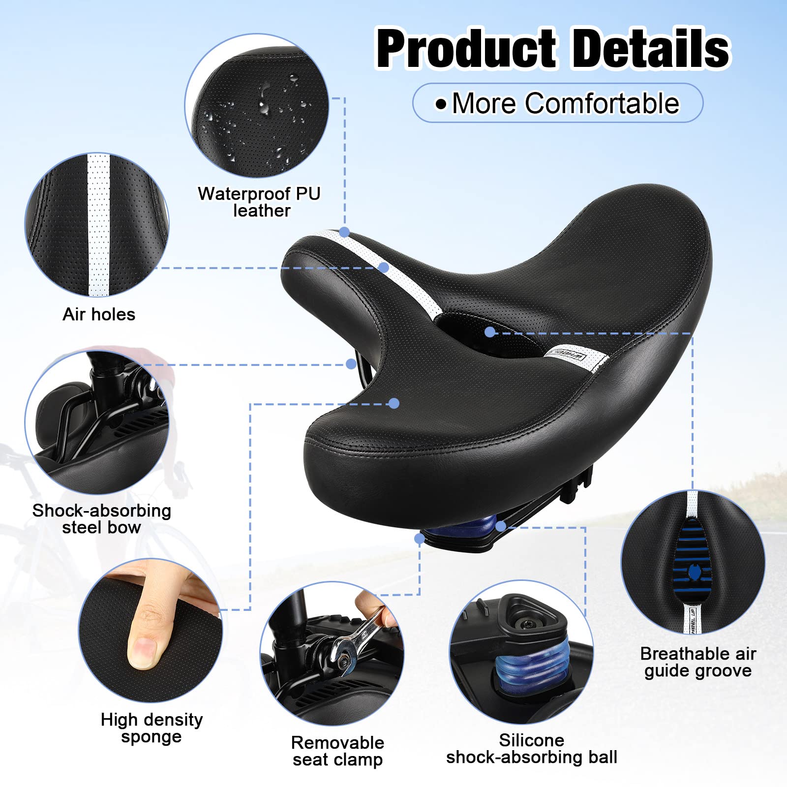 Selle De Velo Confort Selle De Velo Ultra Confortable Homme Et Femme, Rembourrage Doux Vélo De Course