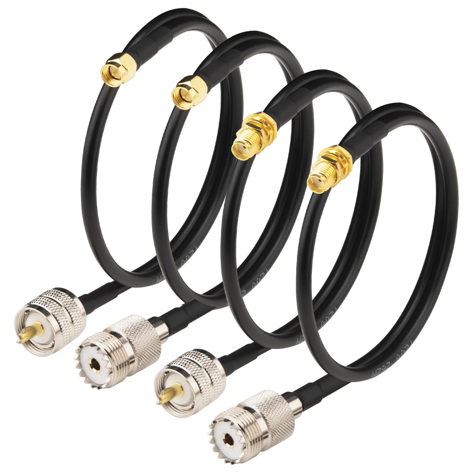 Boobrie Upgraded 4-Type SMA to UHF Cable 1.64ft Kit LMR200 Equivalent SMA to PL259 SO239 Cable 0-6GHz Low Loss for Two-Way Radios, CB Antennas(SMA