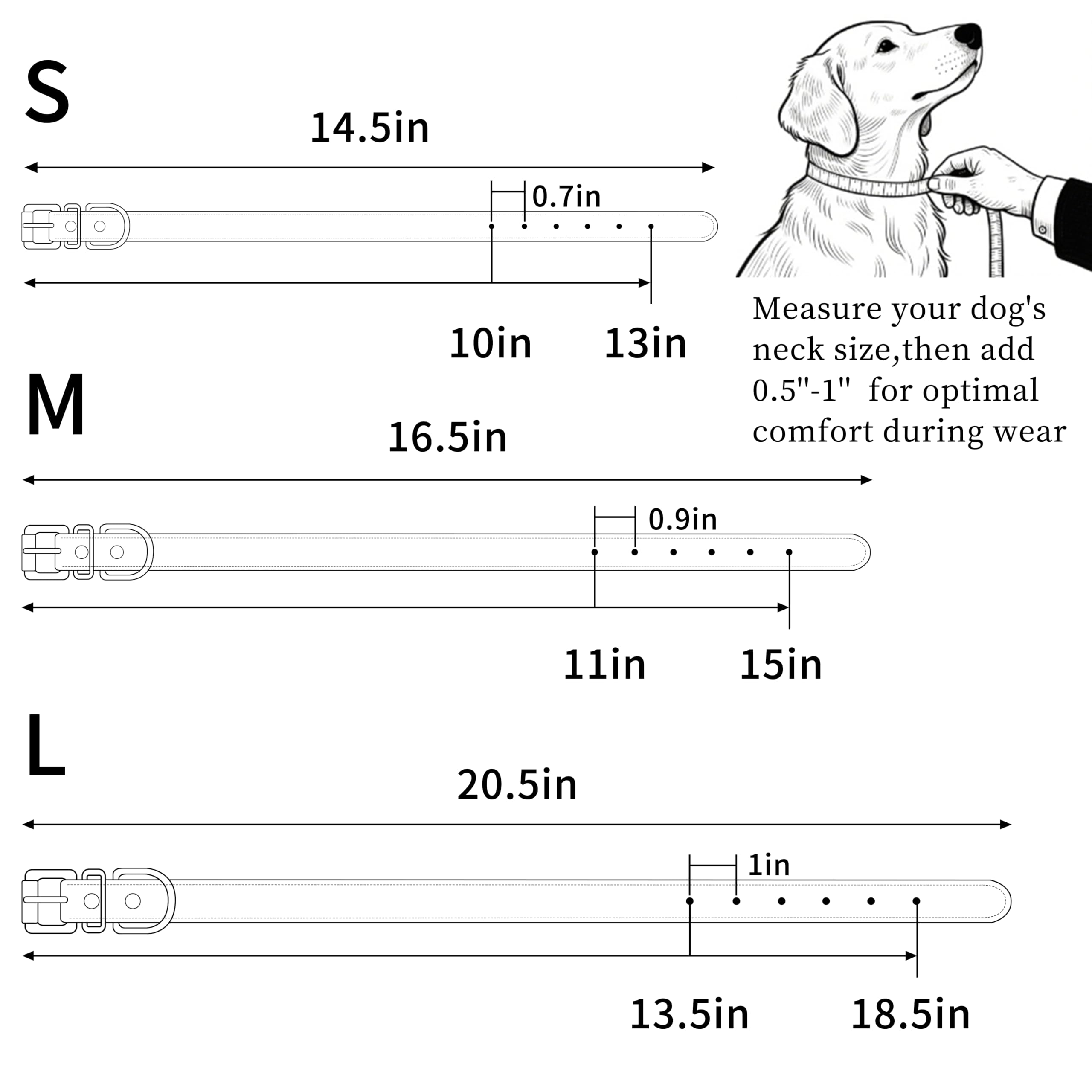 Hundehalsband aus weichem Leder, für kleine, mittelgroße und große Hunde, bequem und verstellbar (Breite: 1,9 cm für Hundehals: 25,4 - 35,6 cm, Rosa, M)