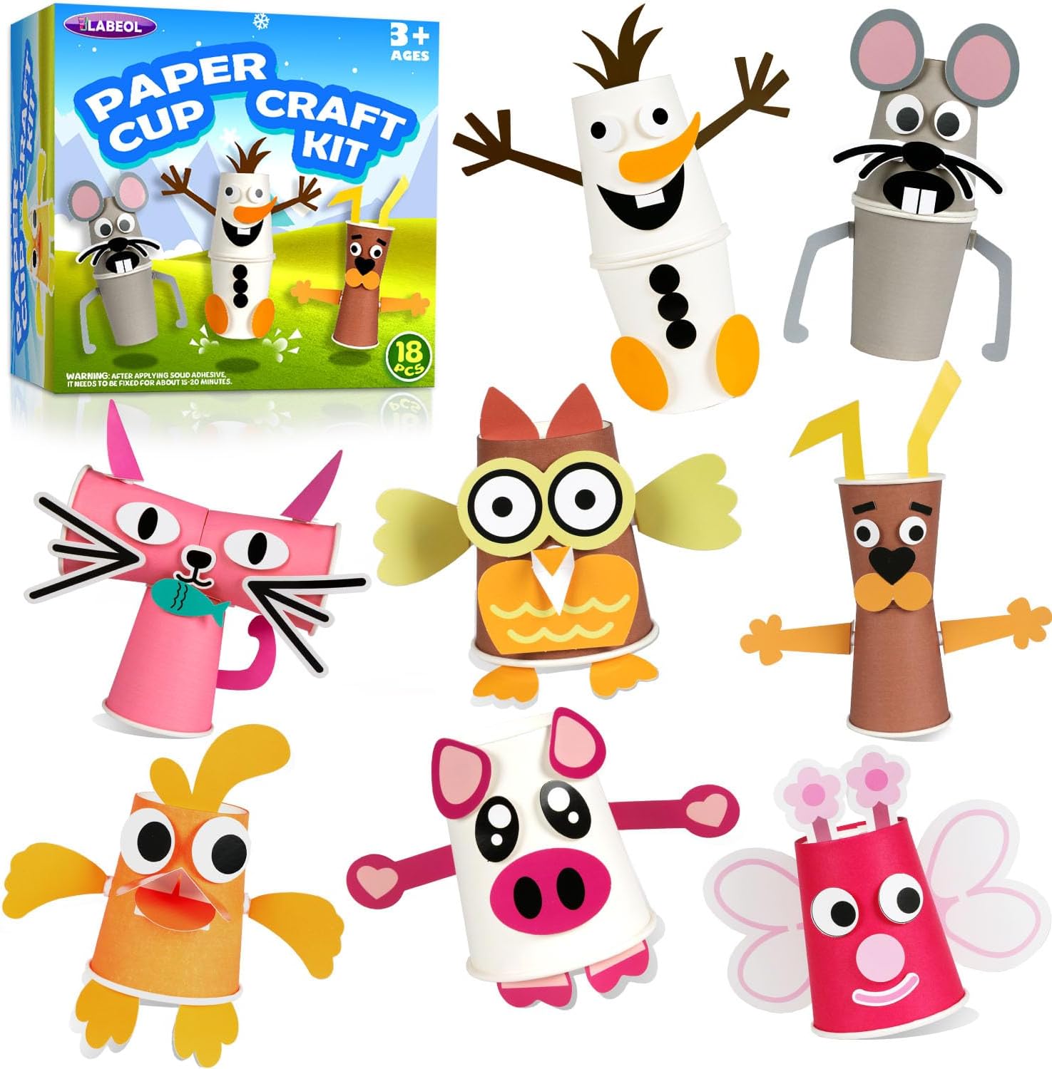 Arts and Crafts for Kids, Animal Paper Craft Kits for Toddlers Ages 35, 24 Pcs Fun