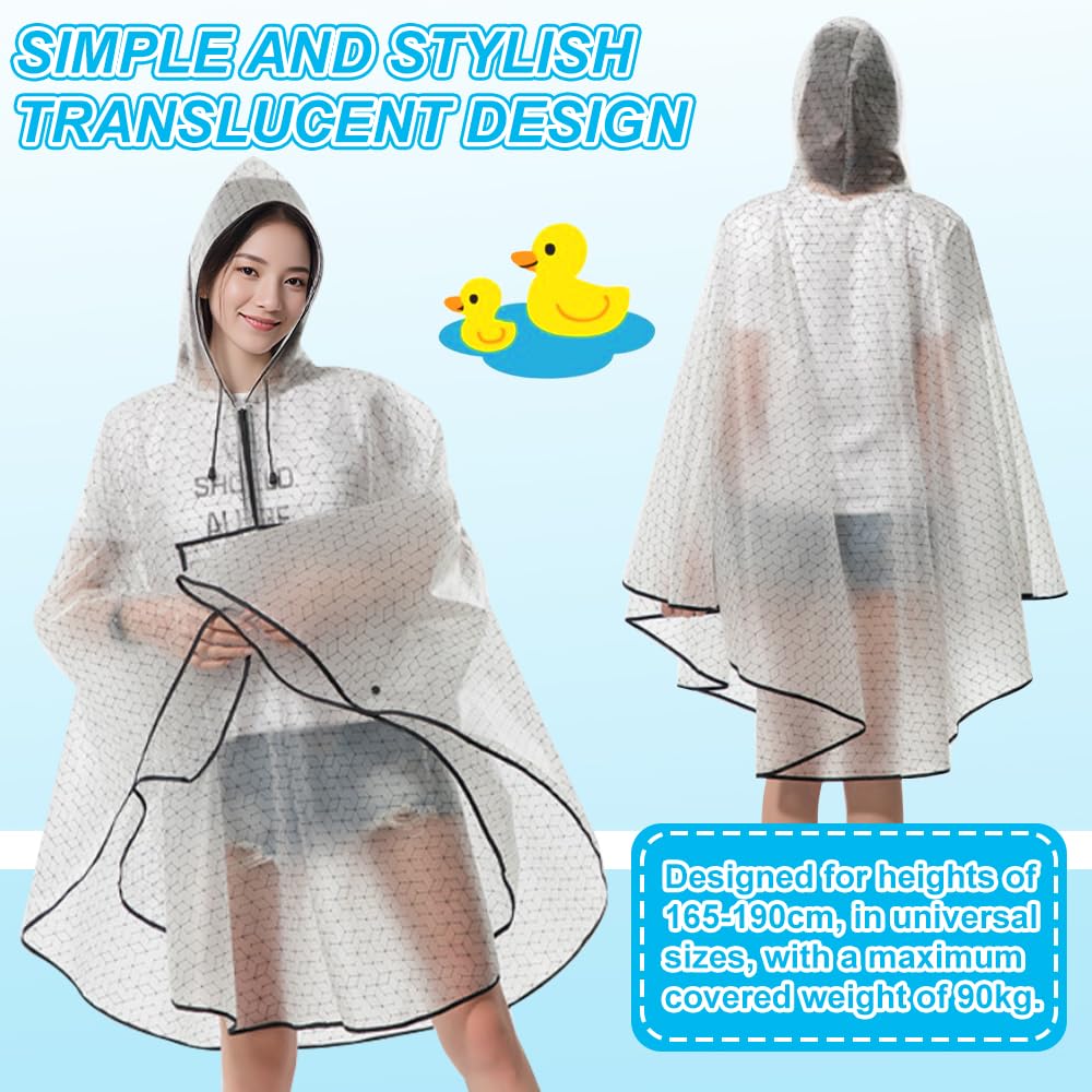 Chubasquero Impermeable Transparente Chubasquero Ultraligero para Hombre y Mujer Poncho de Lluvia con Capucha y Bolsillo Plegable y Reutilizable para Trabajo Viaje Excursión Senderismo