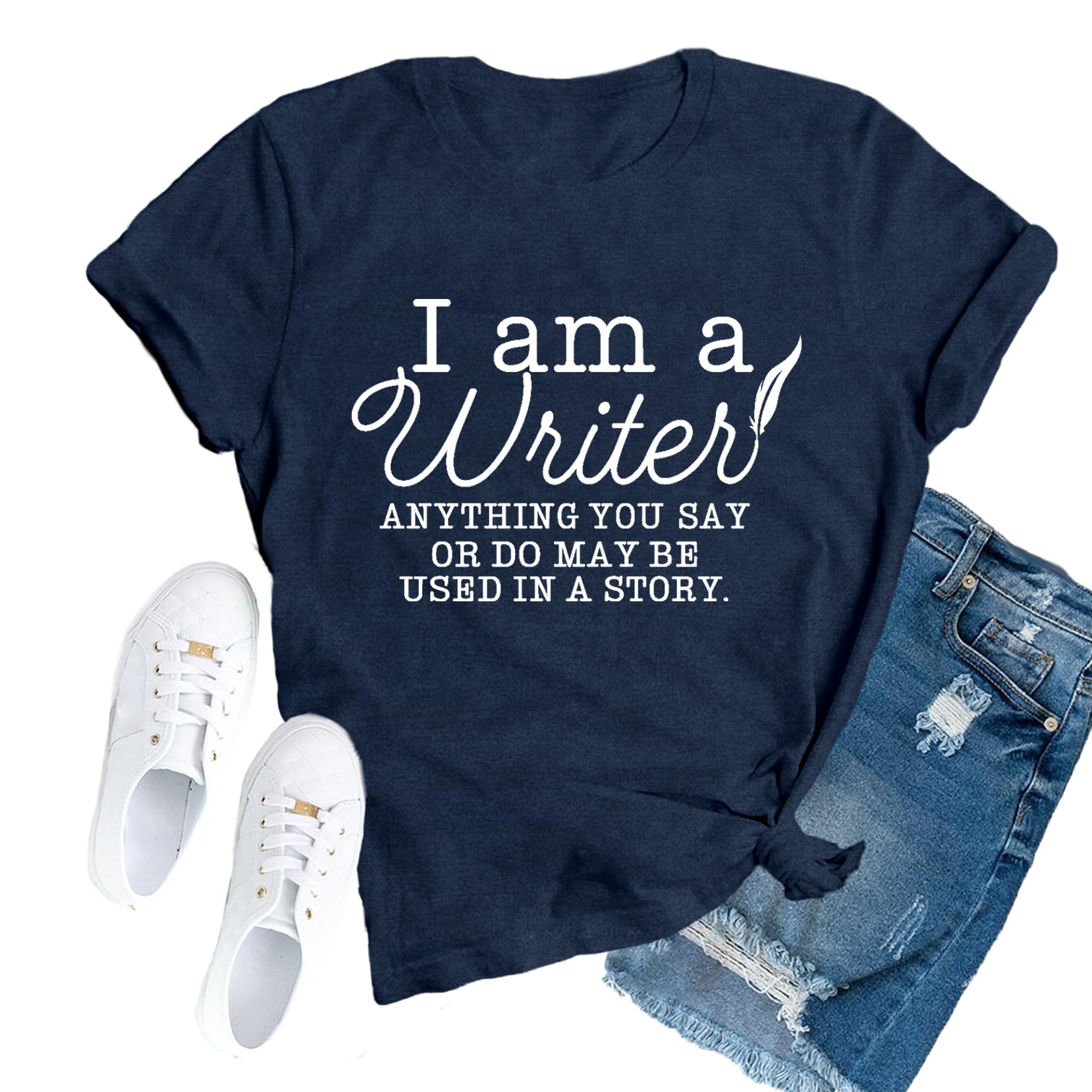 TUPOSU Womens Author Shirts Writing Teacher Tshirts Novelist Poet I'm A Writer Tees