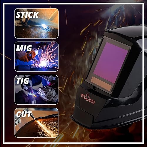 Miniatura 7 de Weldforce Casco de soldadura con área de visión de 3.94 pulgadas x 3.64 pulgadas, cuenta con cuatro sensores de arco para oscurecimiento automático