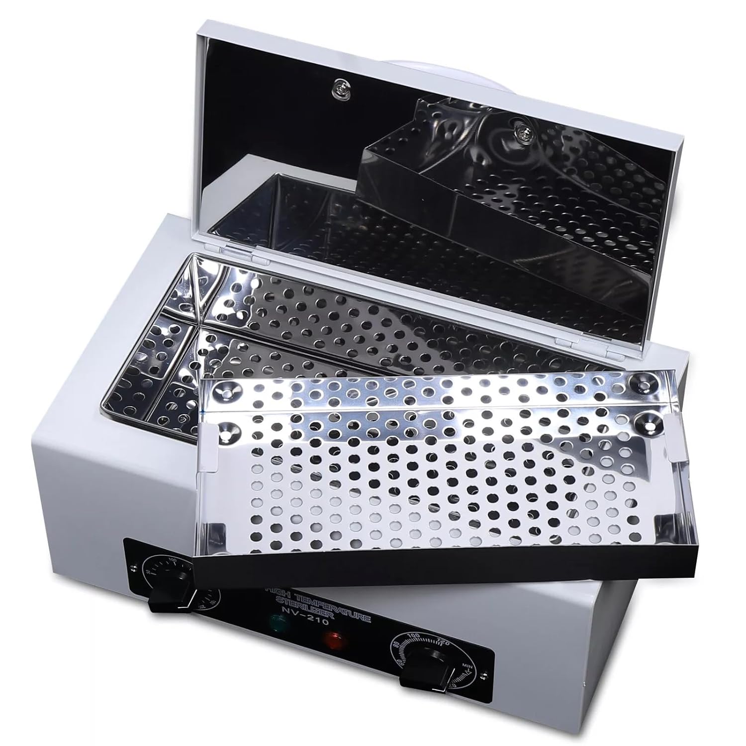 300W Heat Sterilizer 1.5L Mini Dry Heat Sterilizer Cabinet High Temperature Cleaning Box with Timer for Nail Spa Pedicure Hairdressing Metal Tools