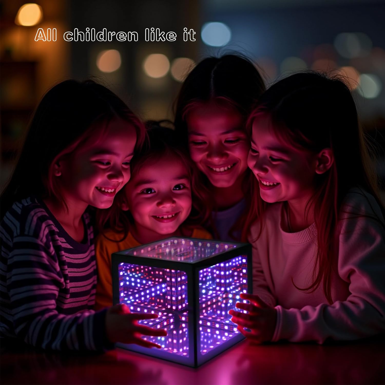 Infinity Hyper Cube LED Light LED Controller with Stand, Controller & Sound & App Reactive Table Lamp - Cool & Creative Multicolor Decorative Mirror Art Desk Night Light (Small 4Inchs)
