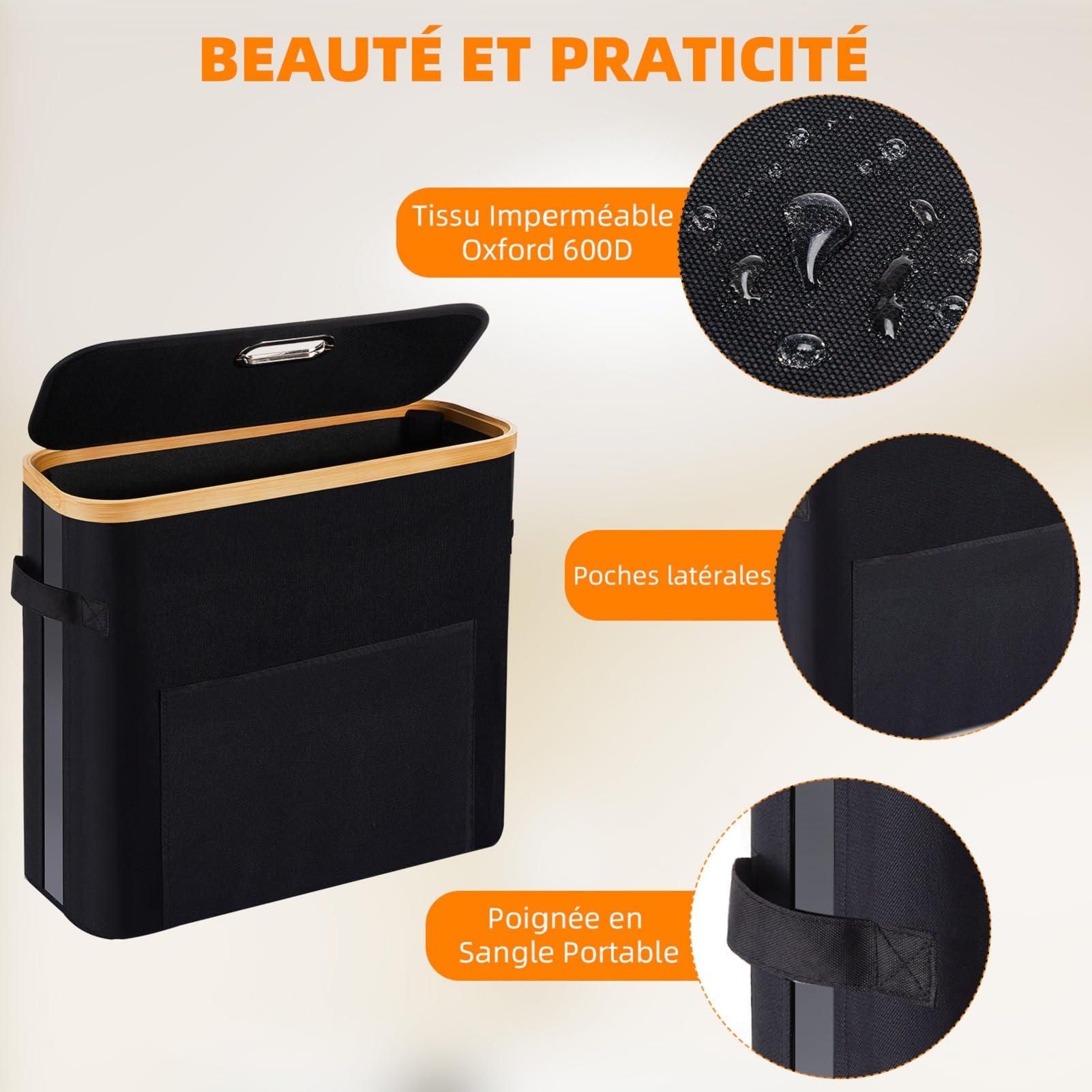 OUSFOT Rangement Papier Toilette, 32L Boite Range Papier Toilette Panier Papier Bambou Peut Contenir 12 Rouleaux de Convient aux Toilettes et aux Douches