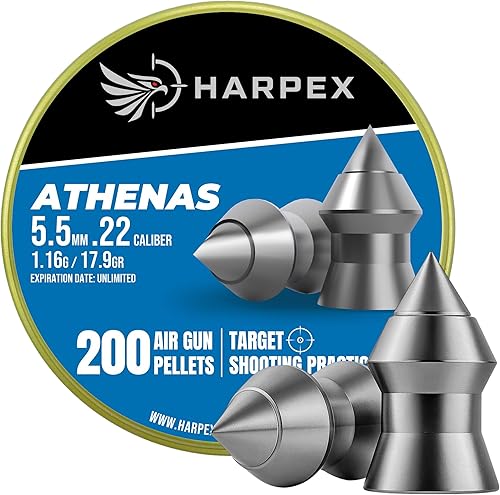 Harpex Athenas Airgun Pellets calibre .22  Calibre .25  Diseño puntiagudo  Alta precisión  Pellets de plomo de precisión para tiro al objetivo,