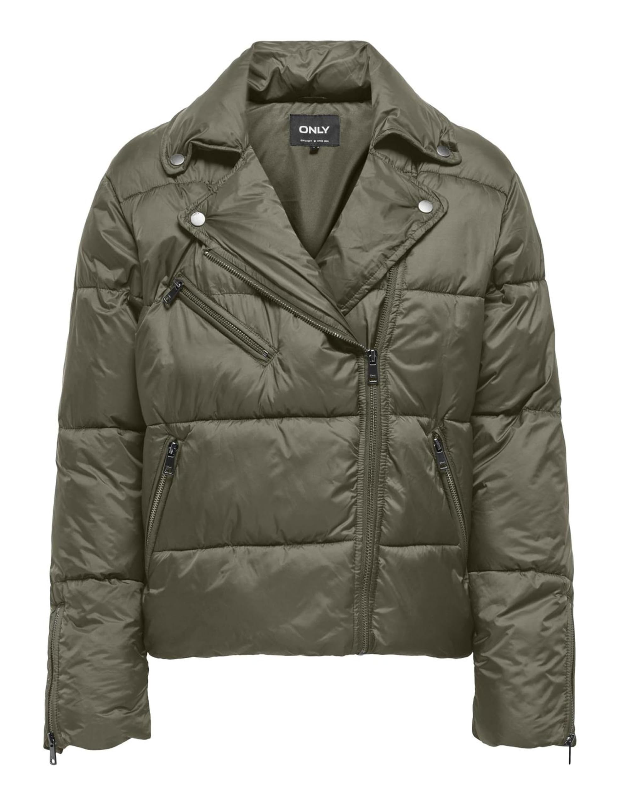 ONLY Women's ONLVANILLA Puffer Biker Jacket OTW Quilted Jacket, Brown, M, brown, M