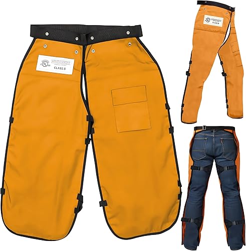 Vista 17 de MGP SUPPLY Apron Style Chainsaw Chaps with Pocket & Adjustable Waist Lightweight Class B Protective Safety Equipment Verde (SAFETY GREEN)