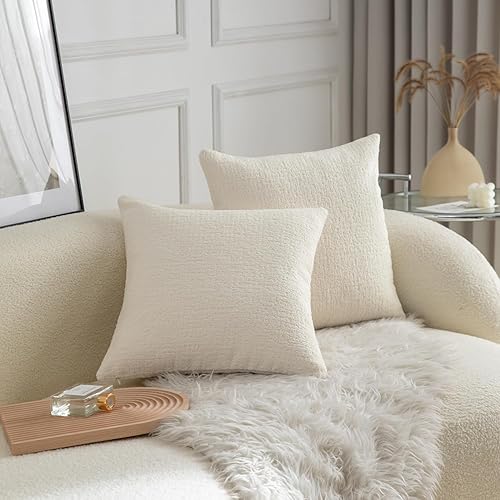 Miniatura 2 de Rythome Fundas de almohada neutras con textura similar a un peluche beige para cama y sofá, 20 x 20 pulgadas, paquete de 2