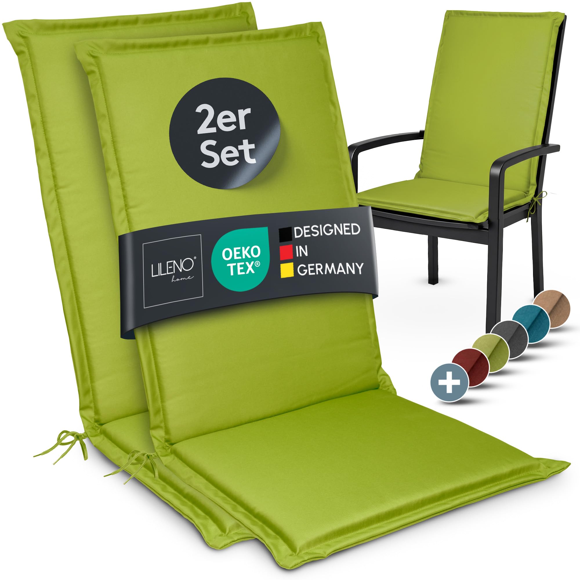 LILENO HOME Gartenstuhl Auflagen Bequeme Liegen als Sitzauflagen für Gartenmöbel - Stuhlkissen für Gartenstühle und Klappstühle Miami