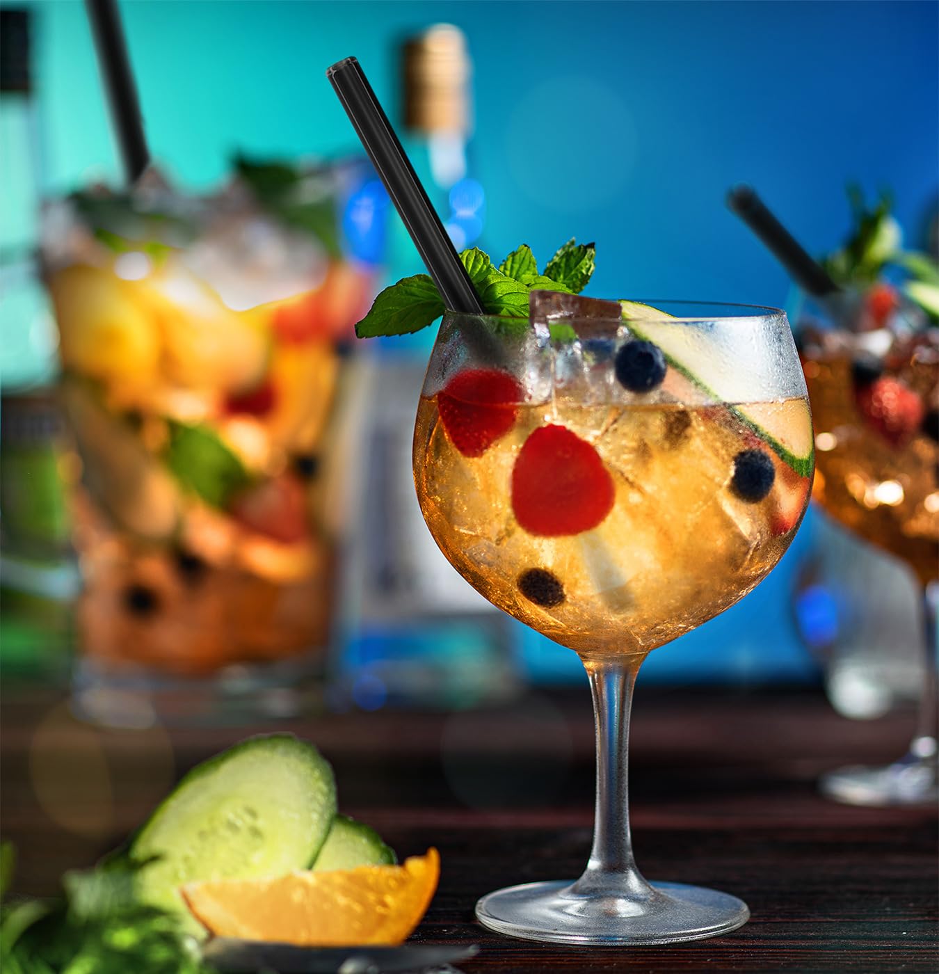 HALM Schwarze Glas Strohhalme Wiederverwendbar Trinkhalm - 50 Stück gerade 20 cm für Gastronomie, Restaurant, Bar, Cafe, Hotel - Spülmaschinenfest - Glastrinkhalme