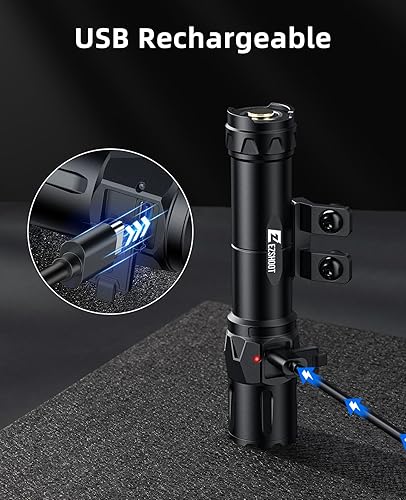 Miniatura 7 de EZshoot Luz de rifle de 2500 lúmenes compatible con M-Rail, luz Ar recargable con interruptor de presión remoto magnético, linterna táctica