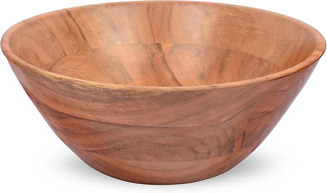 Samhita Acacia Wood Fruit Bowl for Fruits or Salads,Serving Dish Looks Absolute Beautiful with Your Kitchen ( 25.4cm x 25.4cm x 10.16cm)