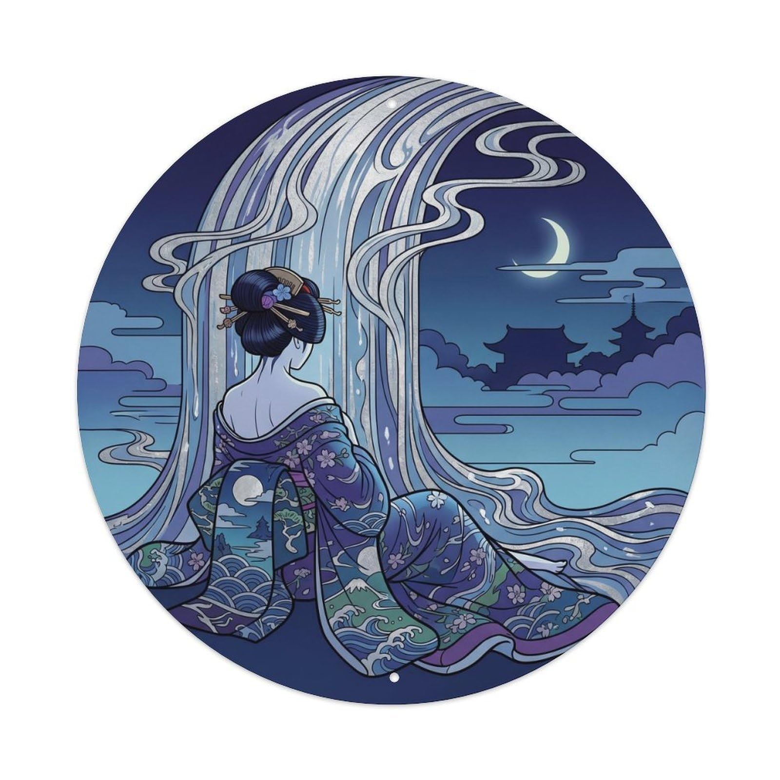 Galvaxio Style Japanese Moonlight Like Water Silver Radiance Metal Tin Sign
