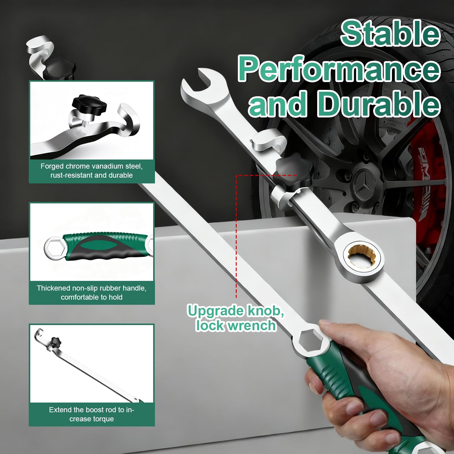 40cm Barra extensora para Llaves de Carraca Llave de Extensión Compensada Wrench Extender profesional para llaves Wrench Extension compatible con Llave Carraca para el mantenimiento automotriz