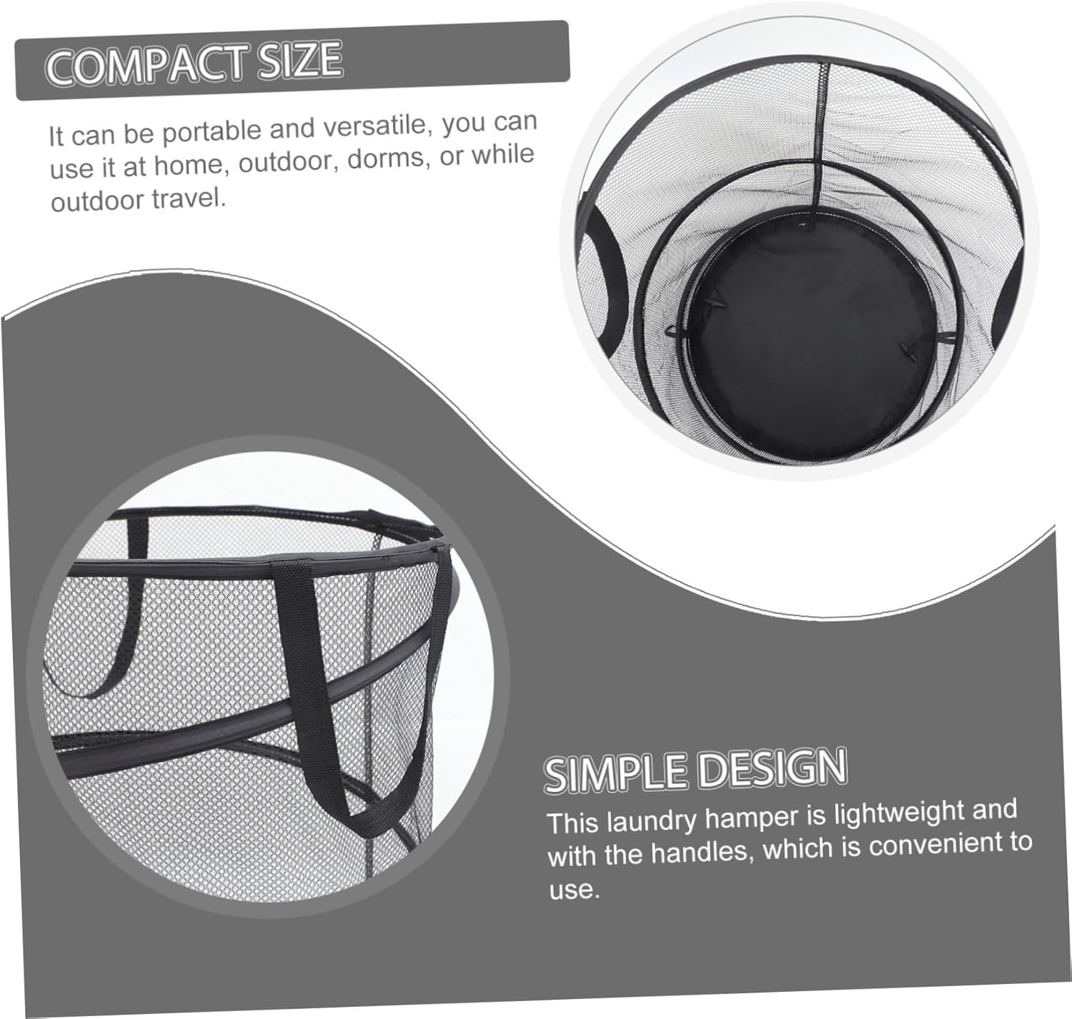 IMIKEYA Large Mesh Laundry Hamper with Handles Collapsible Household Storage Basket for Dirty Clothes Blankets and Portable Organizer for Bedroom Nursery Bathroom