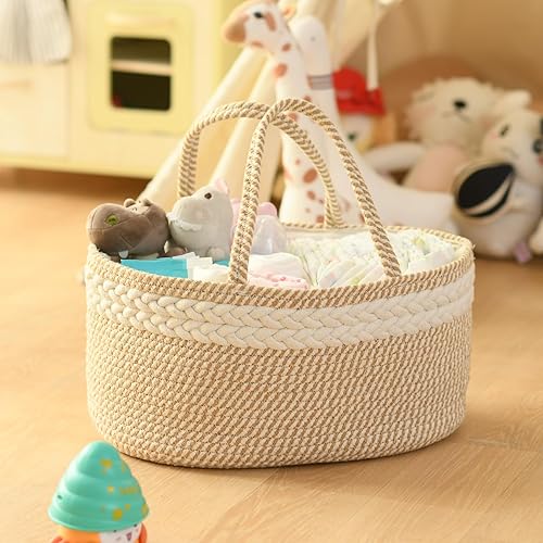 Miniatura 7 de INough Organizador de pañales para bebé, cesta cambiadora para niños, organizador de pañales con asa, organizador de pañales para guardería, baby