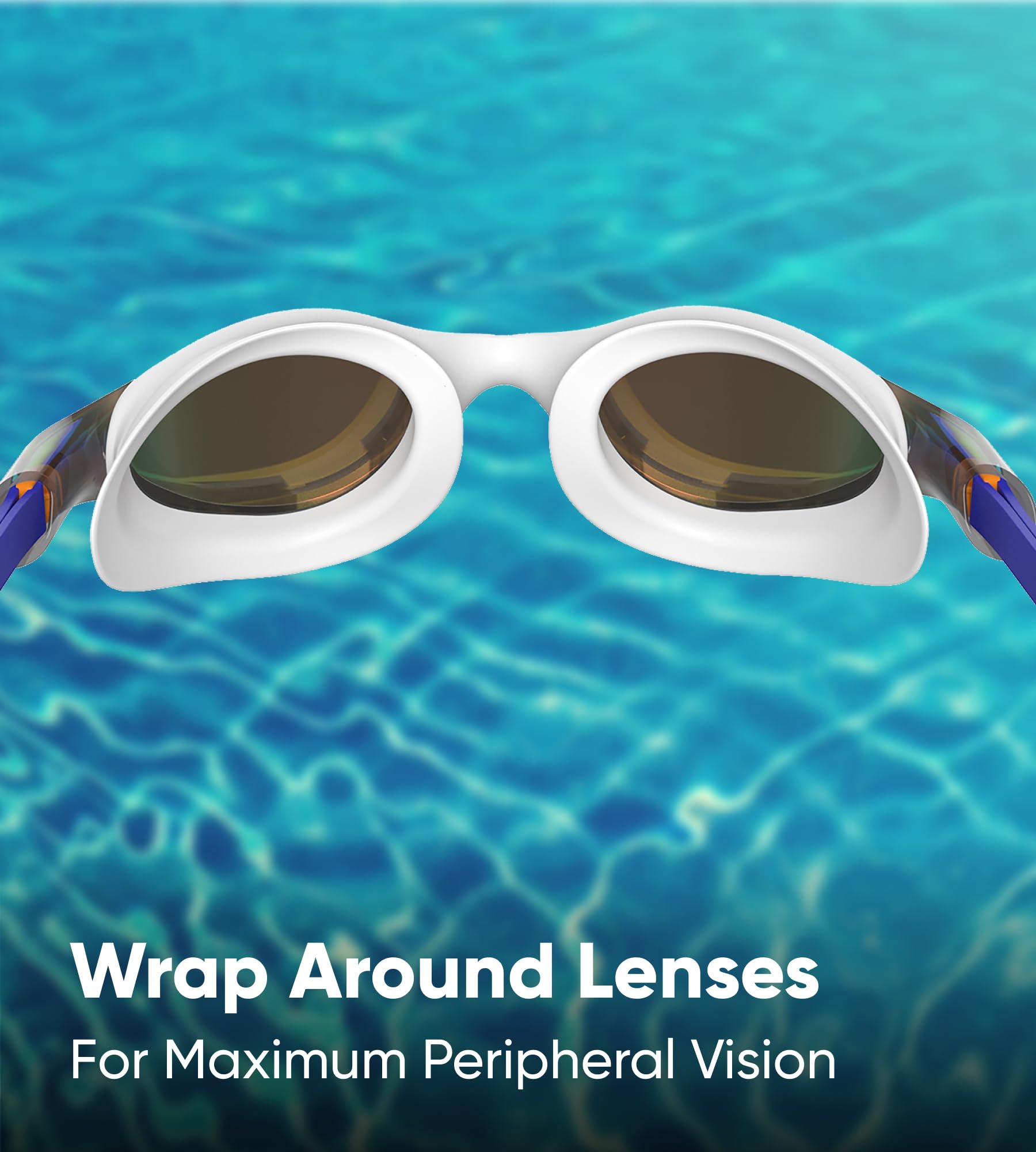 Speedo Okulary pływackie Vue klasy V unisex | pływanie | okulary, biały/prawdziwy kobalt/Maderin Peel/Smoke, jeden rozmiar