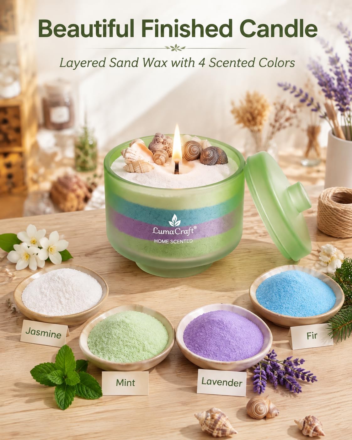 LumaCraft Kit per realizzare candele in cera di sabbia, 4 profumi/4 colori