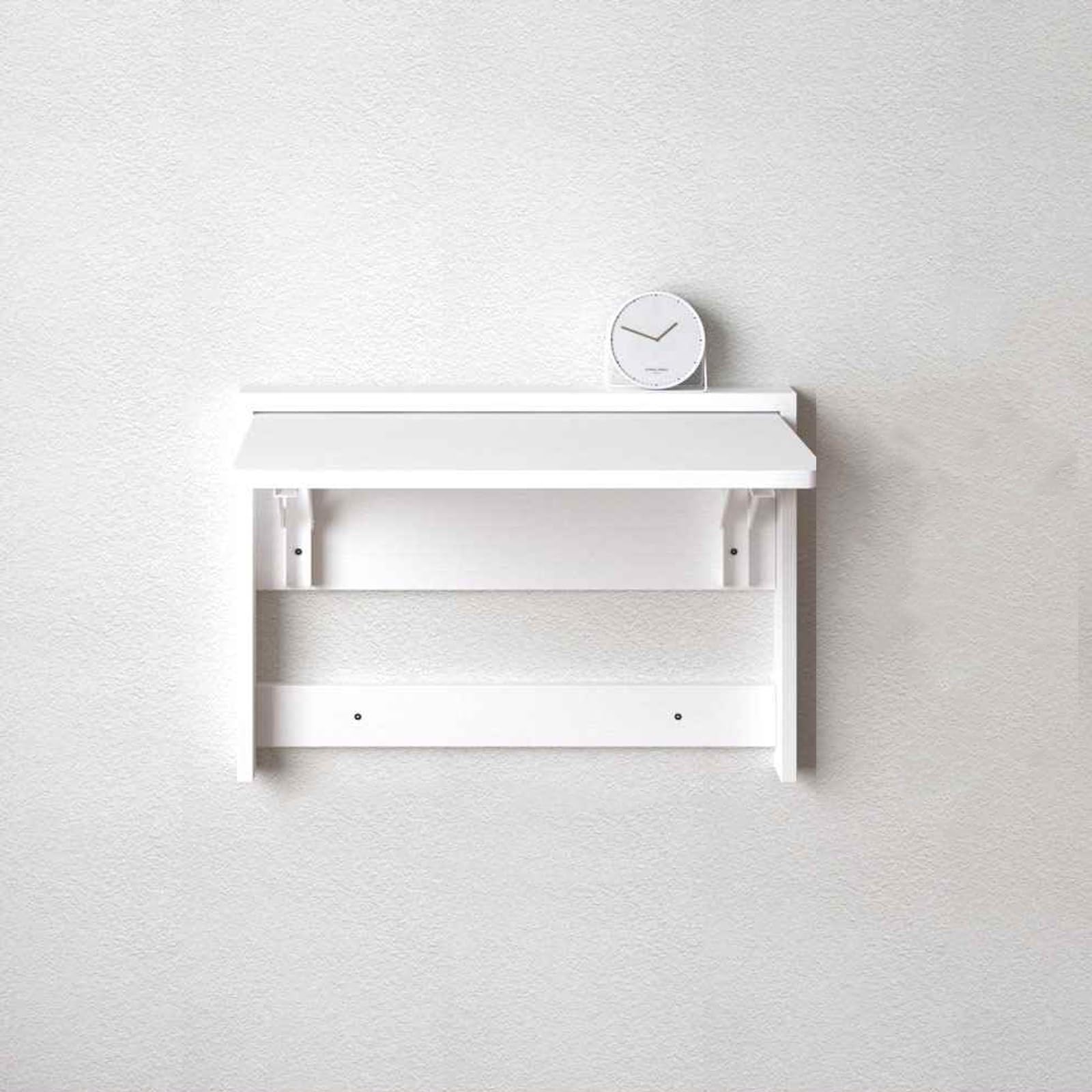Bureau mural pliable en bois massif blanc au design compact haut de gamme