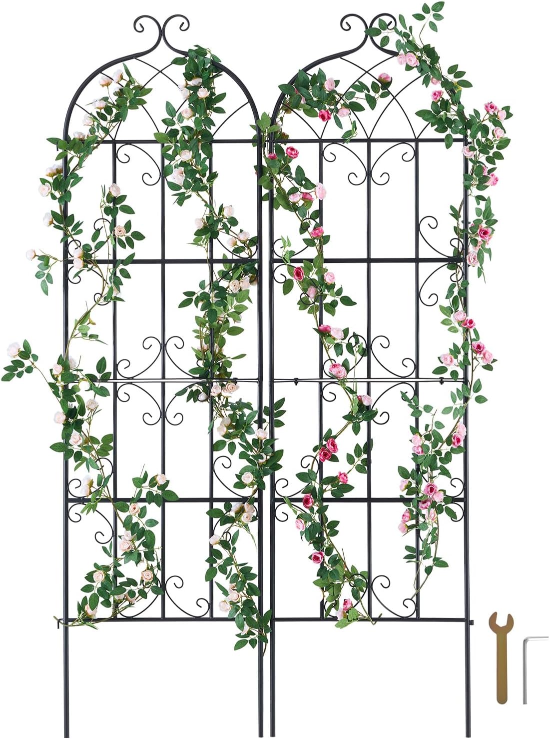 VEVOR 71 x 20 in, 2 Packs Rustproof Metal Garden Flower Trellis, Outdoor Climbing Rose & Cucumber Support, Decorative Clematis Trellis for Courtyards & Lawns