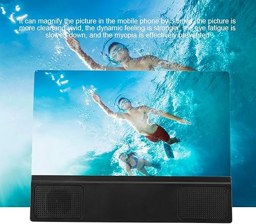 Miniatura 2 de ASHATA Lupa de pantalla de teléfono móvil de 12 pulgadas Amplificador de video HD con altavoz, lupa de pantalla de video de película de teléfono
