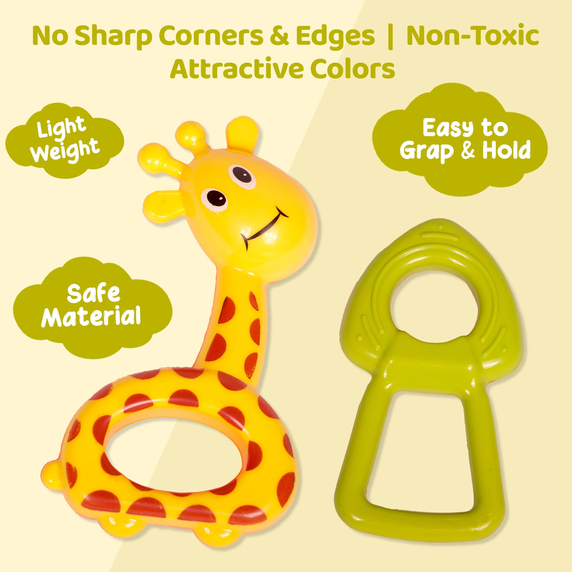 VIRTI MINI ME Set of 8 Colorful Non-Toxic Plastic Rattles & Teethers for Newborns, Infants, Babies & Kids – Safe & Attractive Toys for Early Development (Multicolor) 1