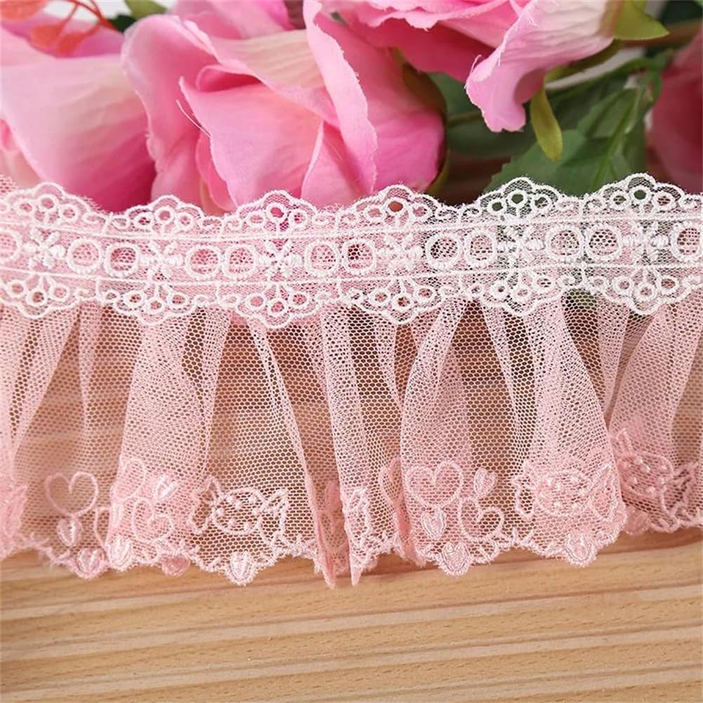 Amazon.com: Generic 1Yard 7.5Cm Wide Pink Lace Ribbon Ruffle Trim