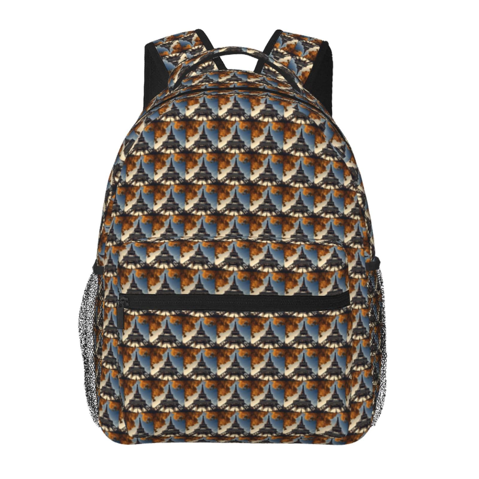Mochila estampada Torre Eiffel unisex ligera con compartimentos para trabajo 6