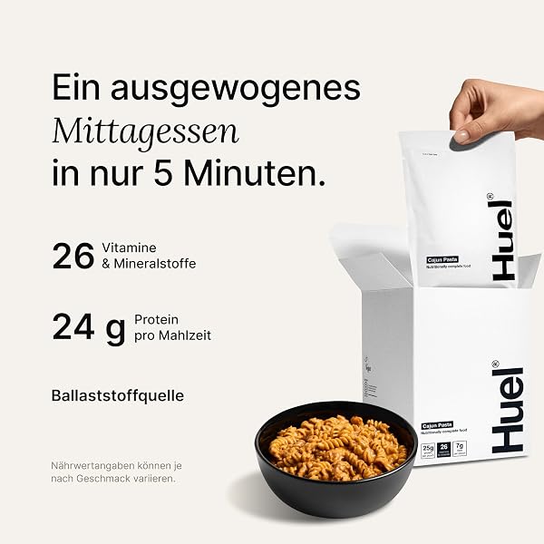 Huel Hot & Savoury – Cajun Pasta (7 Portionen), Vegane Protein-Mahlzeit mit 25 g Eiweiß, 26 Vitamine & Mineralstoffe, Pflanzliches Fertiggericht, Ausgewogen & Nährstoffreich - 4