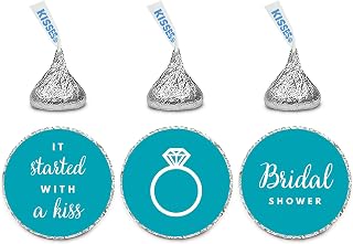 Andaz Press Chocolate Drop Labels Trio, Fits Kisses, Wedding Bridal Shower, Aqua, 216-Pack