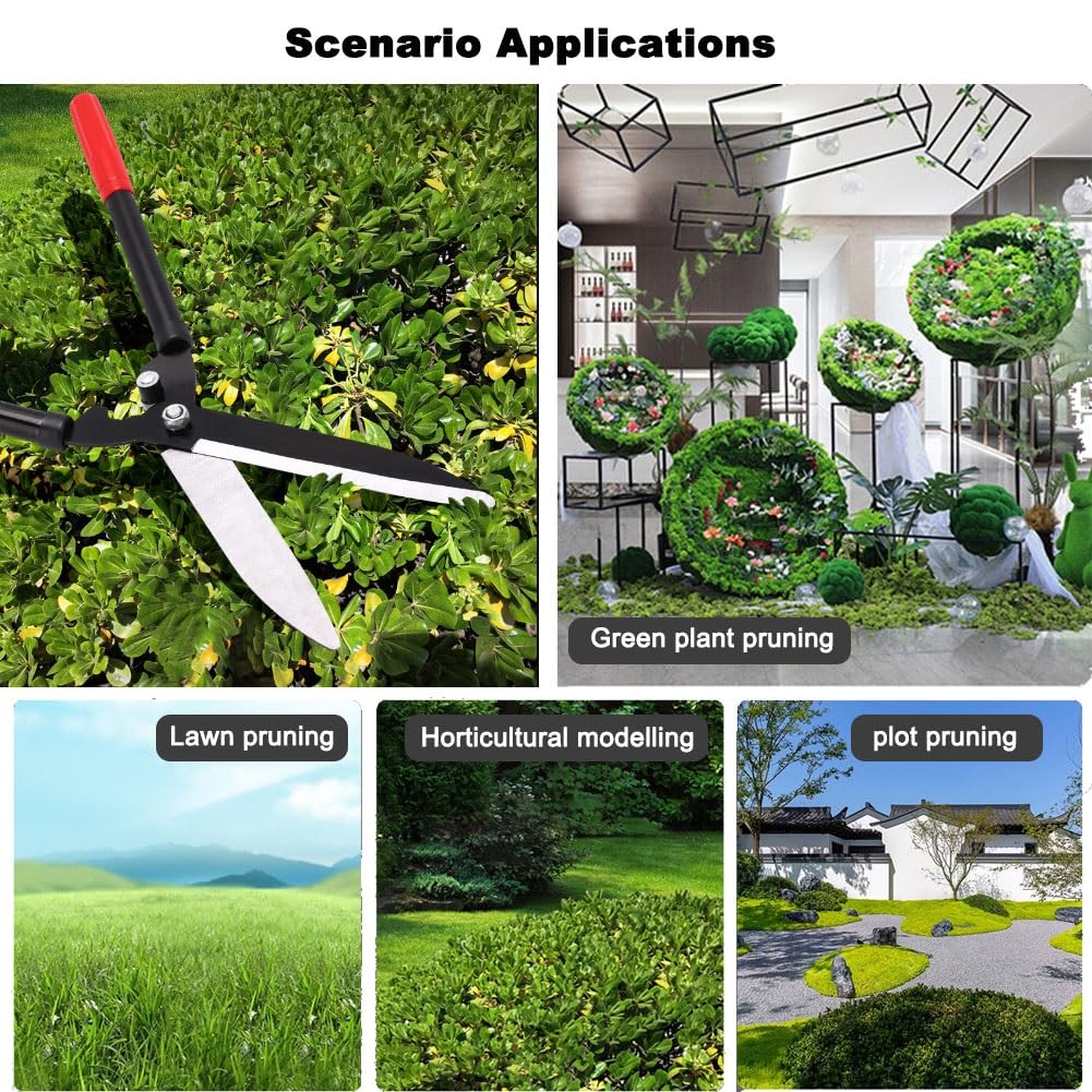 Gartenschere Heavy Duty, Zaunschere, Rasenschere gerader Kopf, Gartengeräte große Schere, mit gerader Stahlklinge und leichtem Griff zum Beschneiden von Grenzen, Ziersträuchern(Straight Blade)
