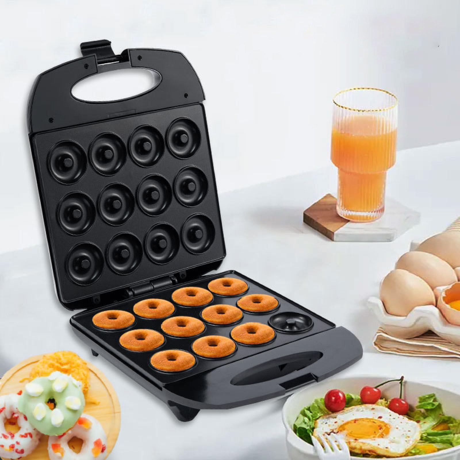 Compact Mini Treat Maker,12 Holes, Can Make Delicious Doughnuts, Cake Pops, Easy Clean Non-stick,Mini- Pie and Quiche Maker,1200w