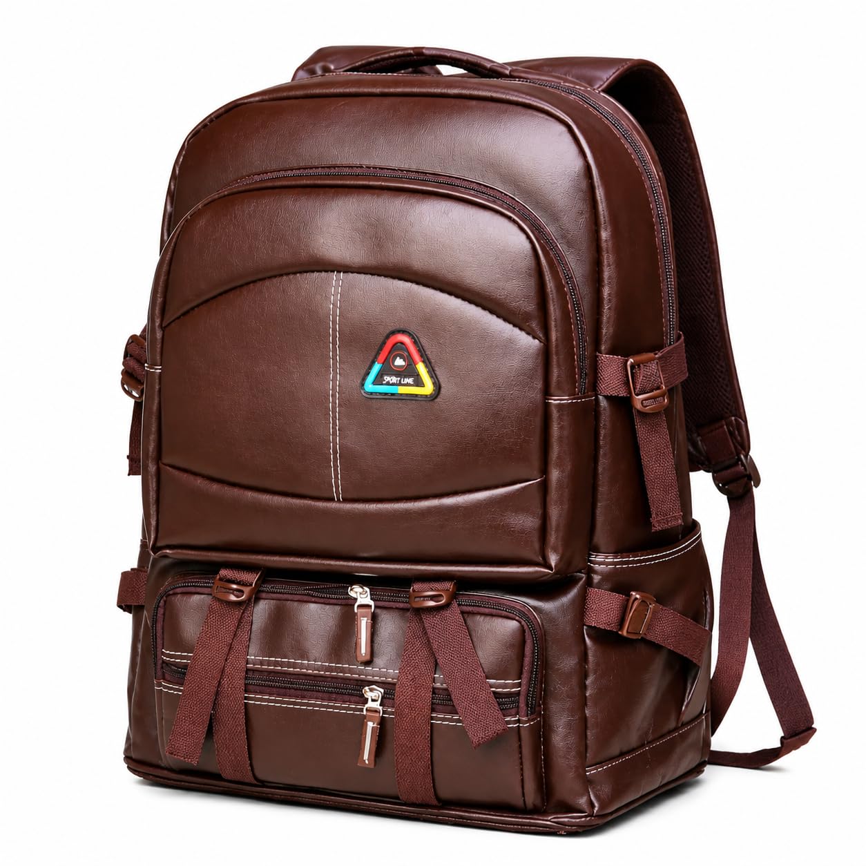 B E S T S E L L E R Premium Leather Finish Travel Backpack for Men & Women, Large Capacity Multi-Compartment Waterproof Laptop & Daily Use Bag, Durable Stylish Backpack (BROWN)-picture-11