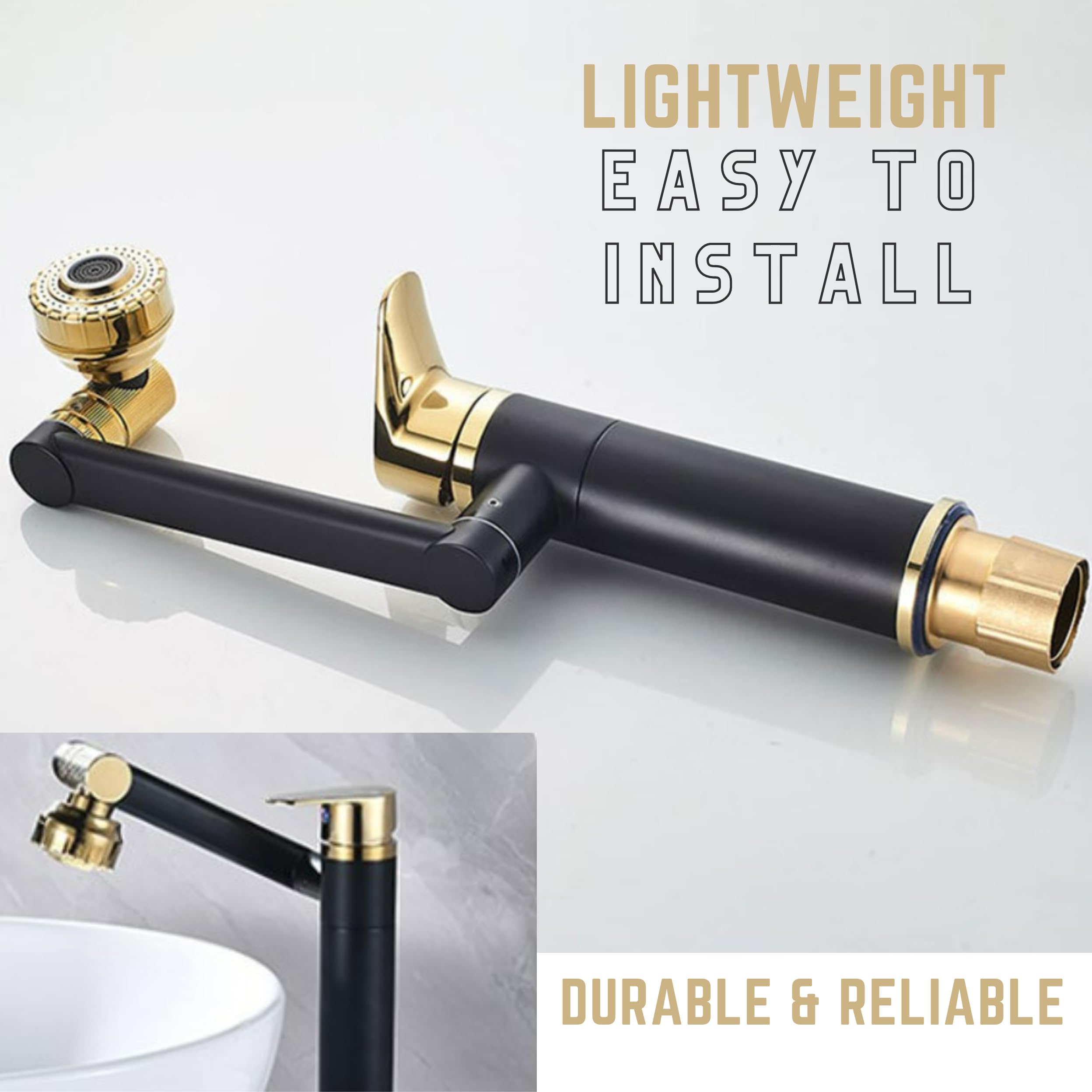 TradeProvider® Kitchen Sink Mixer Tap with 360° Sprayer Faucet, Bar Sink Tub Swivel Spout - Image 3