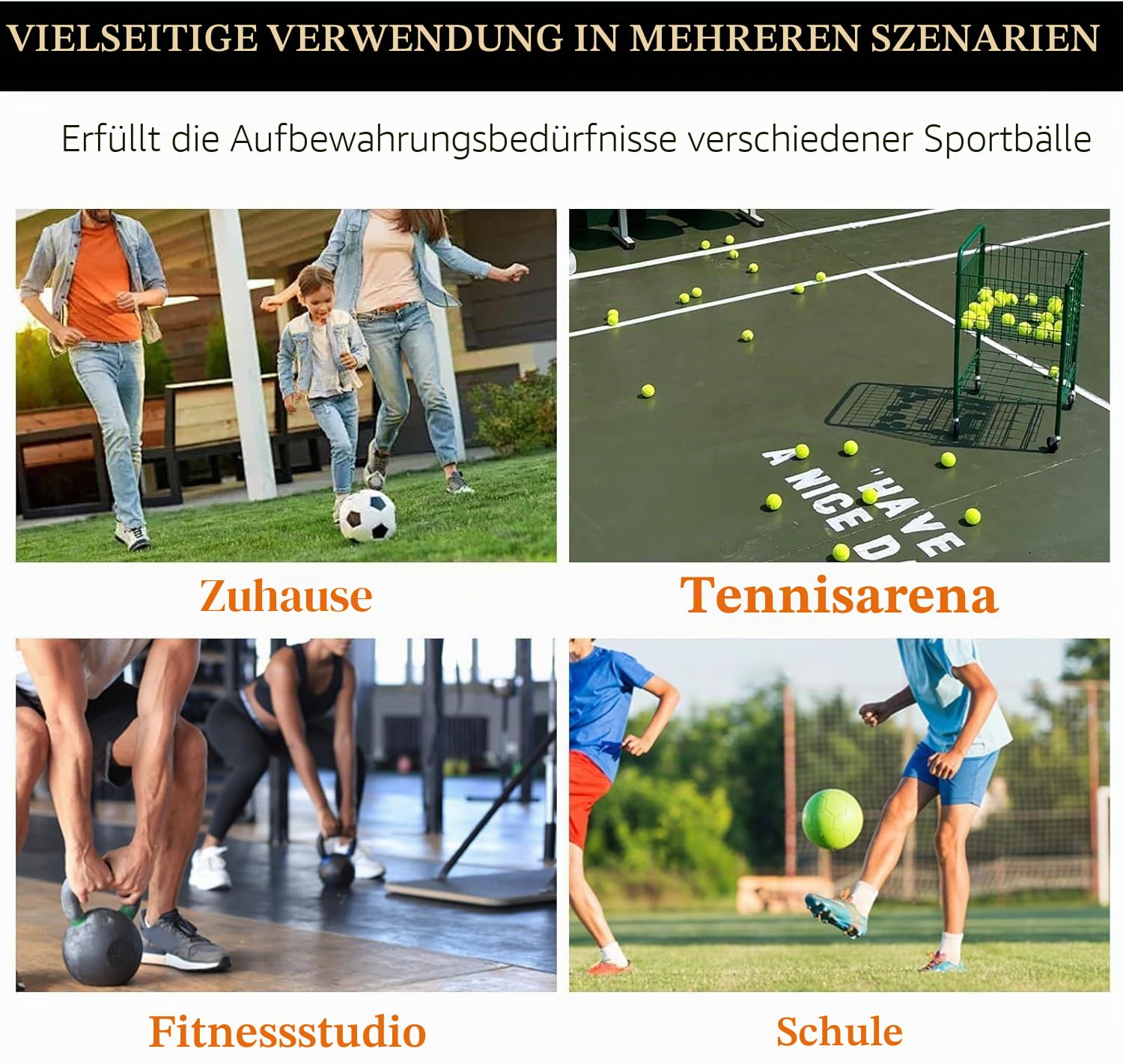 Ballwagen Sportball, Ball Aufbewahrung, Ballcart aus Doppeltüriger Abschließbares Ballkäfig, Rollwagen Spielzeug für den Innen und Außenbereich Sportgeräte,Für Sportgeräte ,Bälle, Schulen
