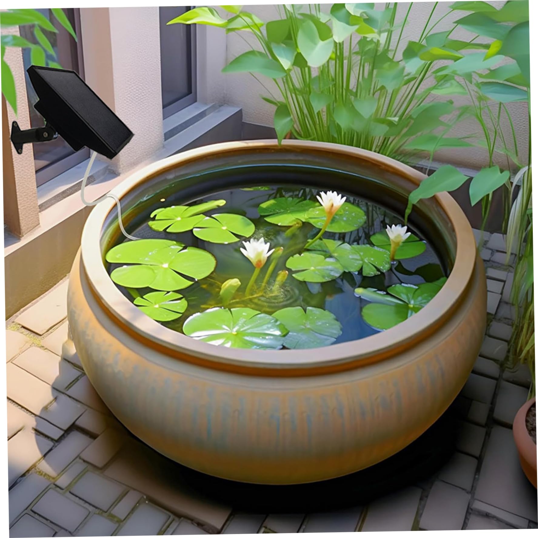 Aeratore per laghetto solare Pompa ad solare da 2 W con batteria incorporata per acquario da esterno Pompa di ossigeno a basso rumore a 3 modalità per laghetto da giardino Acquario Cortile 4 p