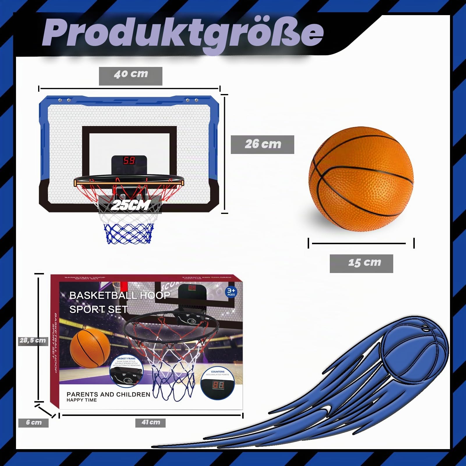 TEUVO Basketballkorb für Kinder und Erwachsene, Strong Indoor Mini Basketballkorb für Tür mit Pumpe, Basketballkorb Sport Spiele Geschenke für Teens Jungen Mädchen