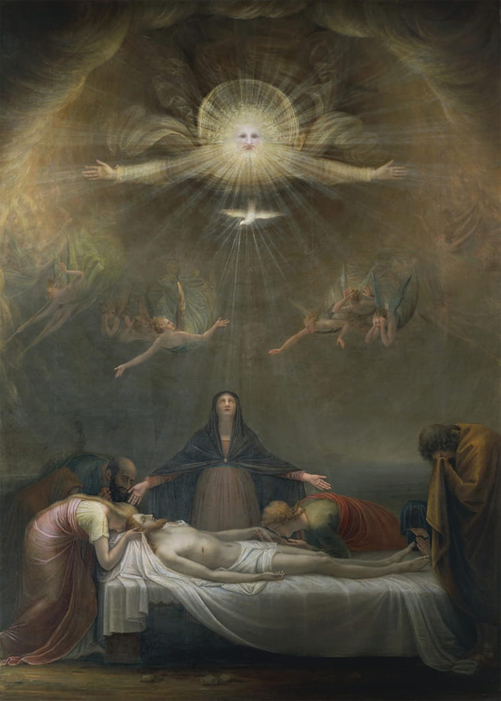 HRJUBWREE Oil Painting Prints on Canvas Painting Picture Lamentation Over the Dead Christ by Antonio Artwork Canvas Prints for Home Decor 60x90cm