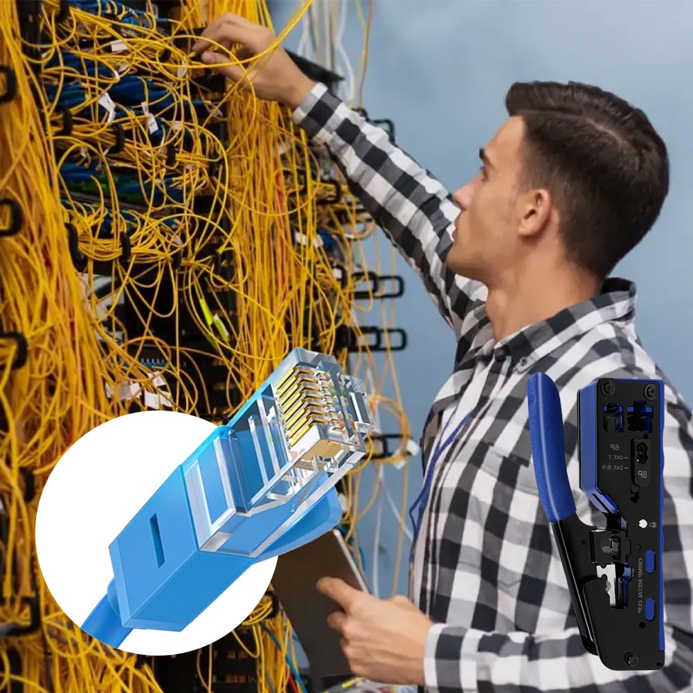 Narzędzie do zaciskania RJ45 do złączy sieciowych Cat5 Cat5e Cat6 Cat6a Cat7 RJ45 Crimp Network Plug and 6P RJ11 Phone Jack All-in-One Narzędzia cięcia, wsporniki cięć, paski