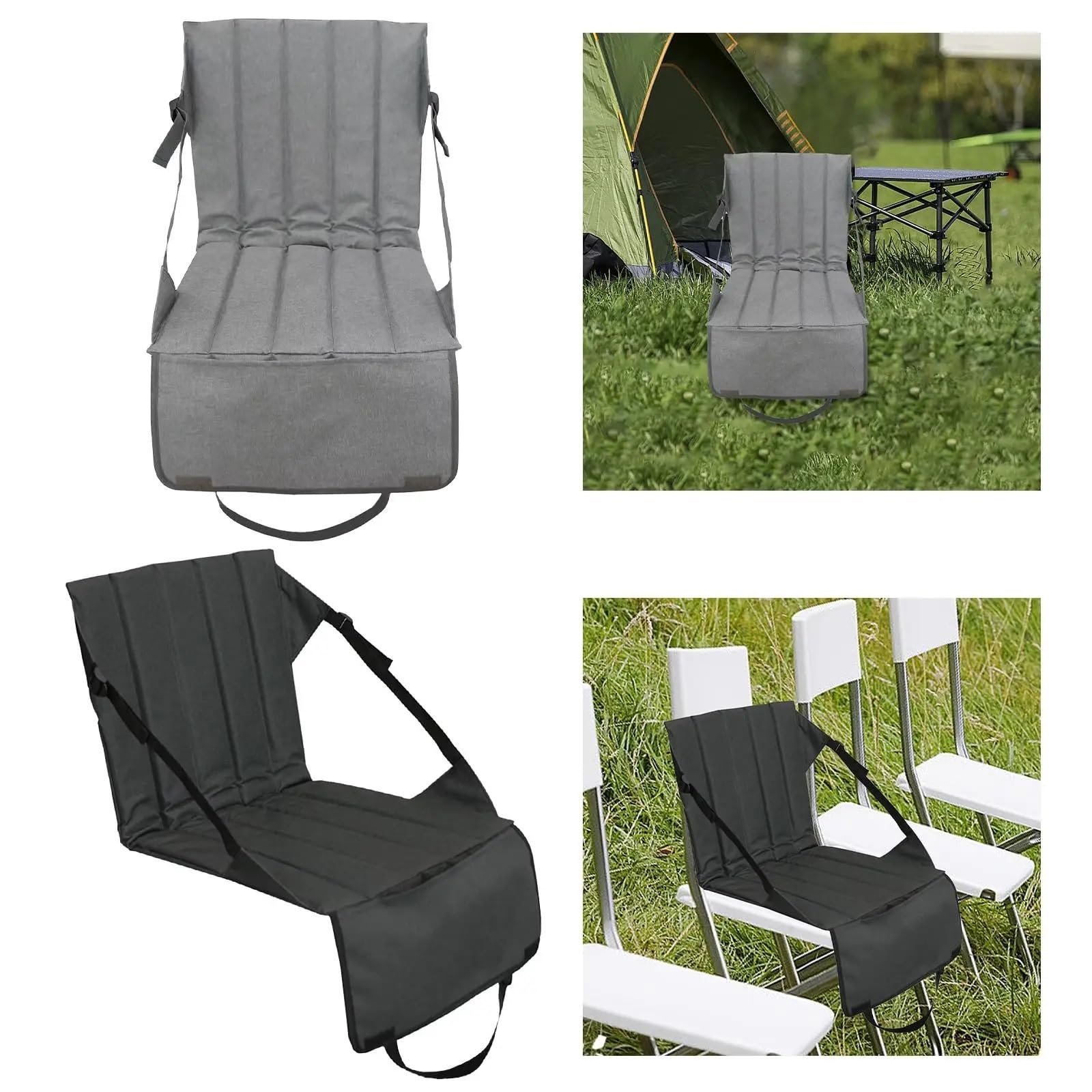 Sedia Pieghevole Campeggio Sedia da pesca pieghevole con sedile tascabile supporto for la schiena eventi sportivi Campeggio Spiaggia Viaggi Concerti all'aperto(Black)