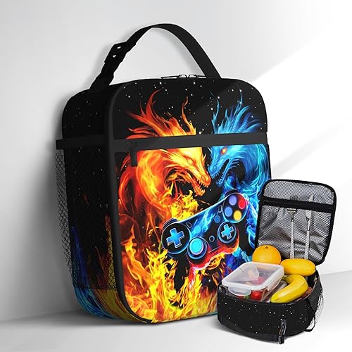 Miniatura 9 de Lonchera para niños y niñas, con aislamiento de videojuegos, color azul, con correa ajustable para el hombro, para oficina, viajes, picnic