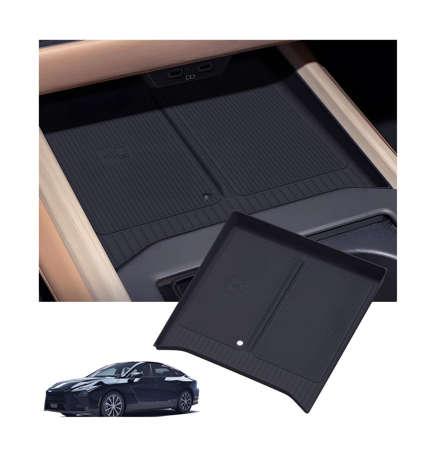 Wireless Charging Protective Mat for Lexus ES/ES350e/ES350h/ES500e 2026, Interior Accessories Center Console Silicone Anti-Slip Wireless Charger Cover Pad Protector for 2026 ES, Black