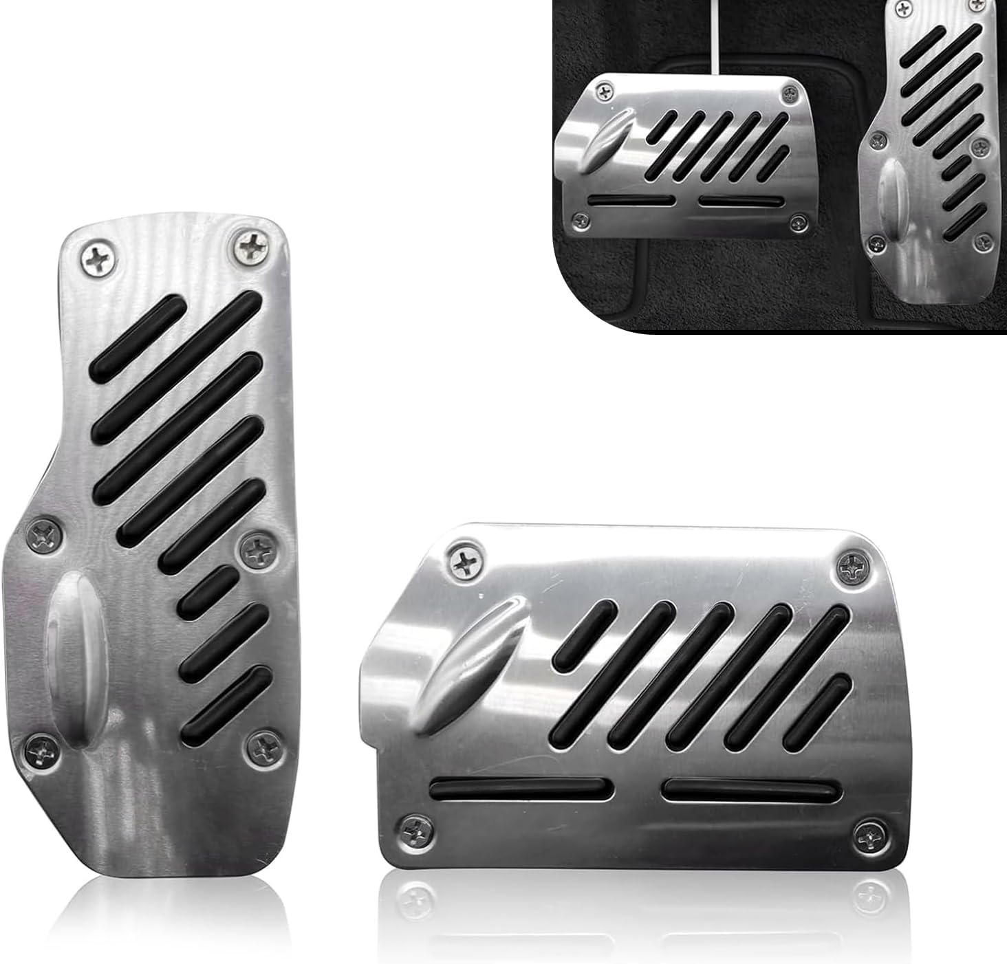 Zosgrew 2PCS Black Aluminum Alloy Anti-Slip Brake & Gas Pedal Covers - Universal Fit for Cars, Trucks, SUVs