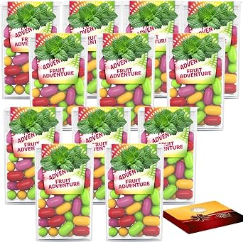 Variety Flavour Sweets Pack 18g with Gift Box V   Assorted Refreshing Chewy Packet Sweets - Tct 12 x Pack, Fruit Adventure Mint